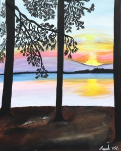 Auringonlasku venäjänhiekalla (Tiilikkajärven kansallispuisto)